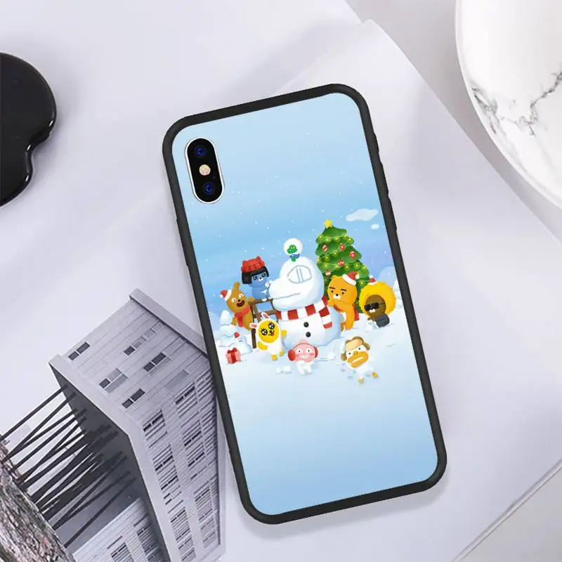 

Kakao Bear Phone Case For IPhone 11 12 Pro Max 6 6s 7 8 Plus XS XR 12mini SE 2020 Black Soft TPU Cover Silicone Coque