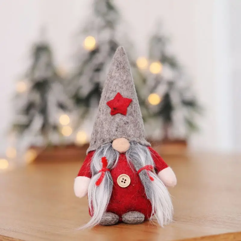 

Merry Christmas Star Hat Swedish Santa Gnome Plush Doll Ornaments Handmade Toy Holiday Home Party Decoration