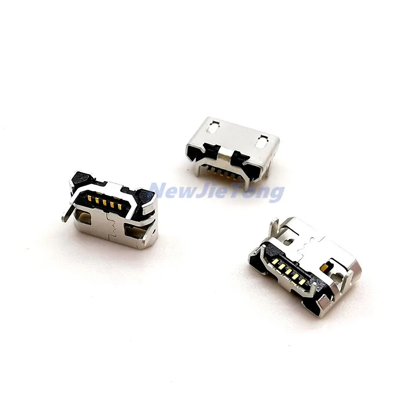 20pcs Type B Micro USB Female Connector Jack Port Socket Connector Flat Mouth Repair Parts For Mobile