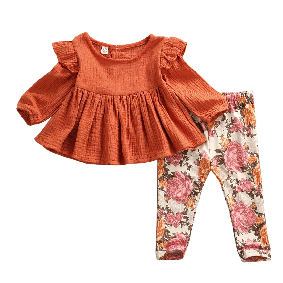 

2Pcs Kids Baby Girl Clothes Tops T-Shirt Floral Long Pants Outfits Autumn Spring Clothes 1-4Years