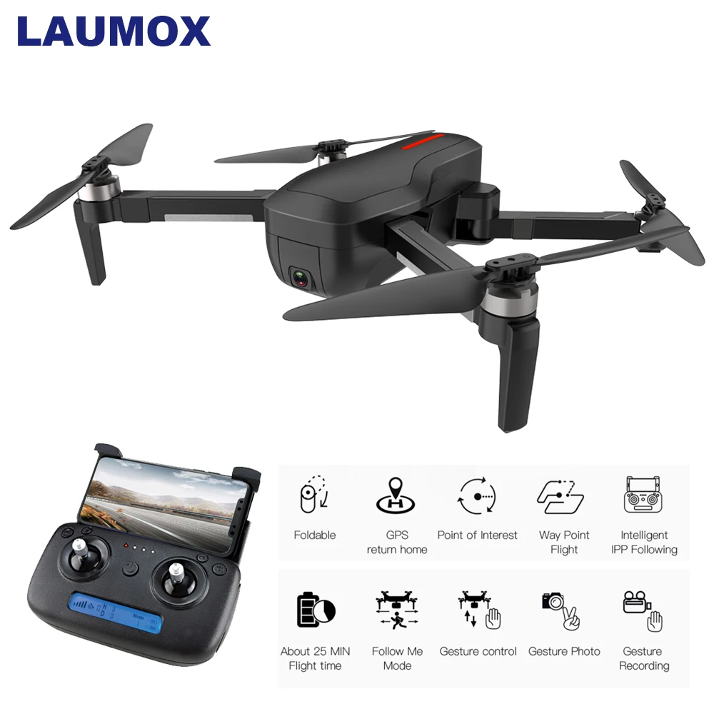 LAUMOX W10 Дрон GPS 5G WIFI FPV с 4K HD камерой бесщеточный селфи складной Радиоуправляемый