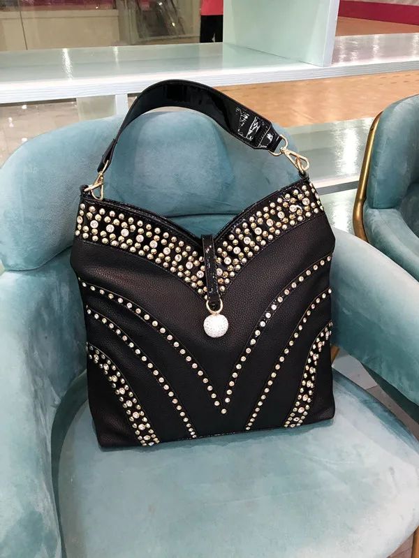 Роскошные модные женские сумки с бриллиантами, лакированная кожа, сумка через плечо, Женская вместительная сумка, стразы, сумки через плечо
