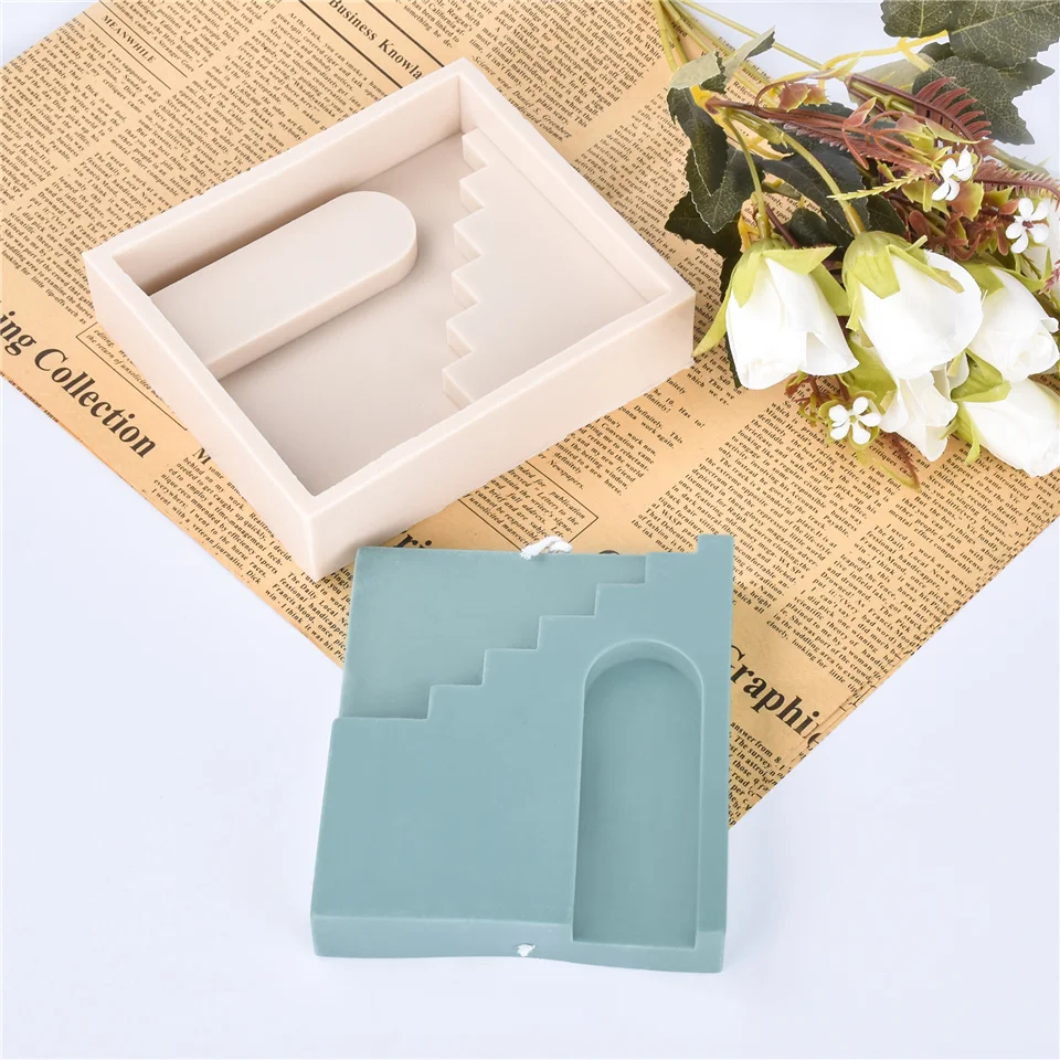 3d прямоугольная силиконовая форма для свечей лестницы перемычки кубика сделай