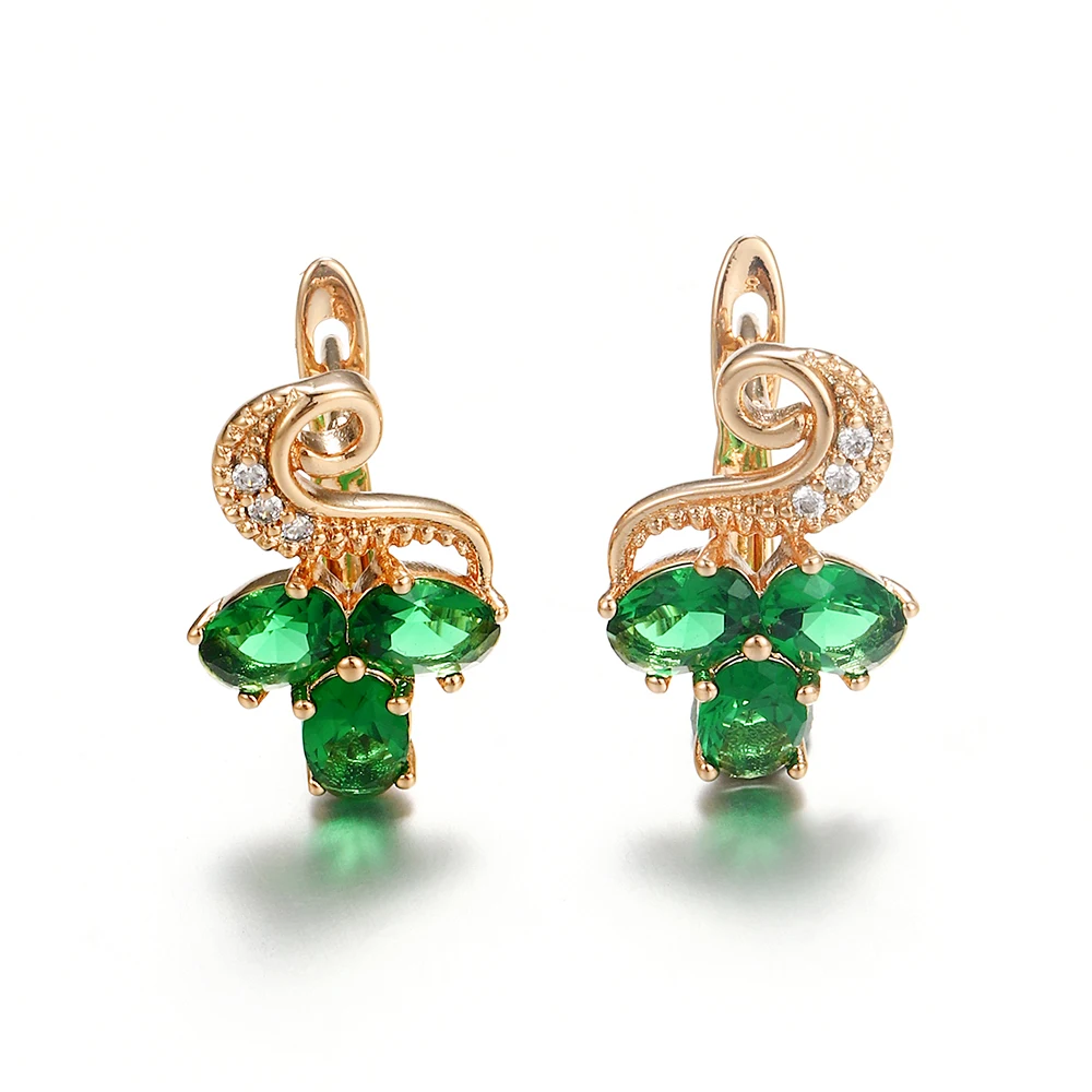 

Fashion Green Cubic Zirconia Crystal Stud Earrings Luxury Aesthetic Female Jewelry Accessories Earrings For Women 2021 Best Gift