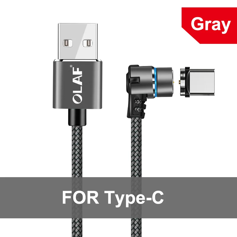 Type C Gray Olaf 1 м Магнитный Micro USB кабель для iPhone samsung Android мобильный телефон Быстрая зарядка usb type C кабель магнитное зарядное устройство провод шнур - Цвет: Type C Gray