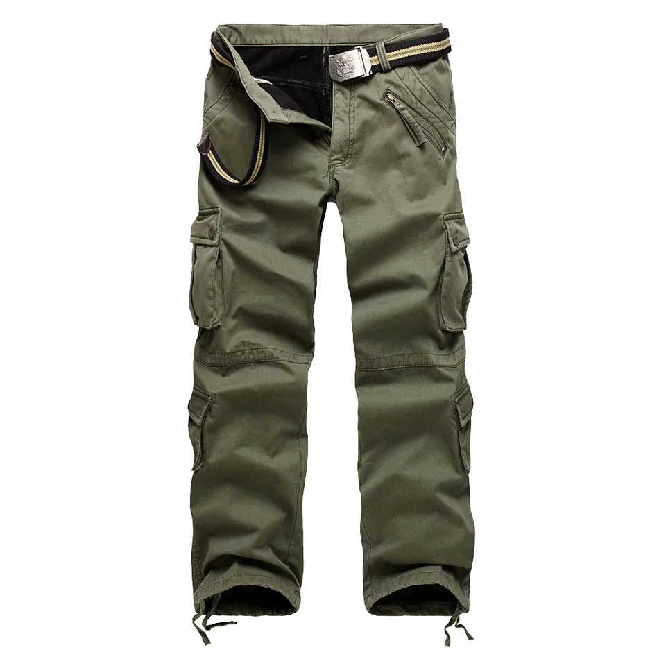 

2021 Mens Warm Velvet Pants For Winter Fashion Zipper Thick Cargo Pants Casual Outwear Multi Pockets Trousers Plus Size 40