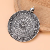 5pcslot tibetan silver large bohemia boho round circle medallion flower charms pendants for necklace jewelry making accessories