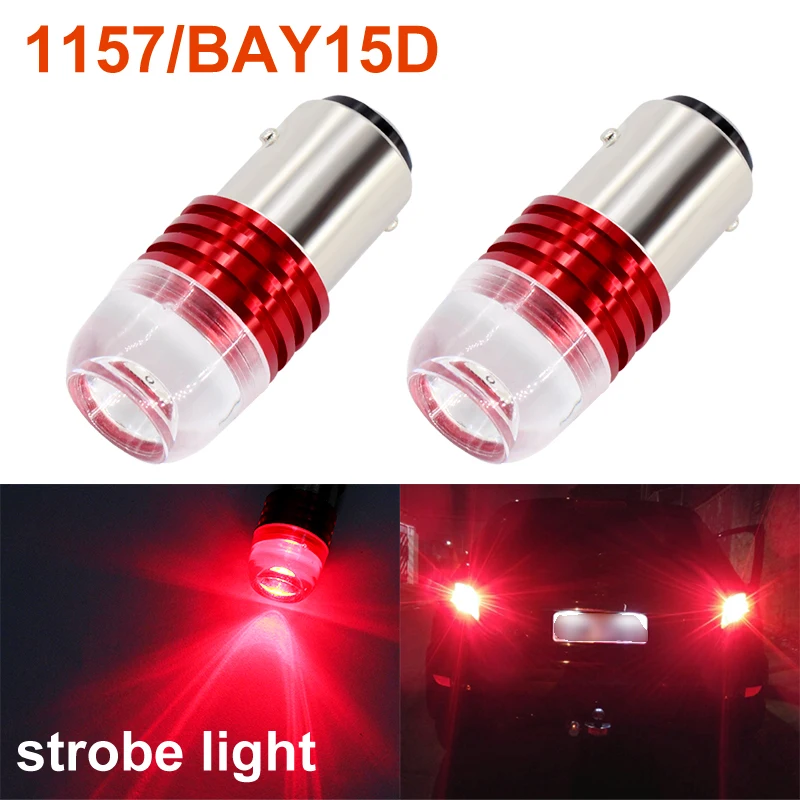 100x стробоскосветильник ческая вспышка 1157 Led BAY15D P21/5W стоп-сигнал мигающий свет