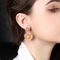 girls lovely poetic daisy flower drop earrings cute romantic fresh hot charming female dangle earring piercing jewelry gifts