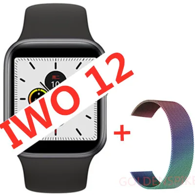 Часы 5 IWO 12, умные часы с Bluetooth, 1:1 40 мм, 44 мм, умные часы для женщин и мужчин, для iOS, Apple, iphone X, Android phone, PK IWO 11/10 - Color: add steel strap