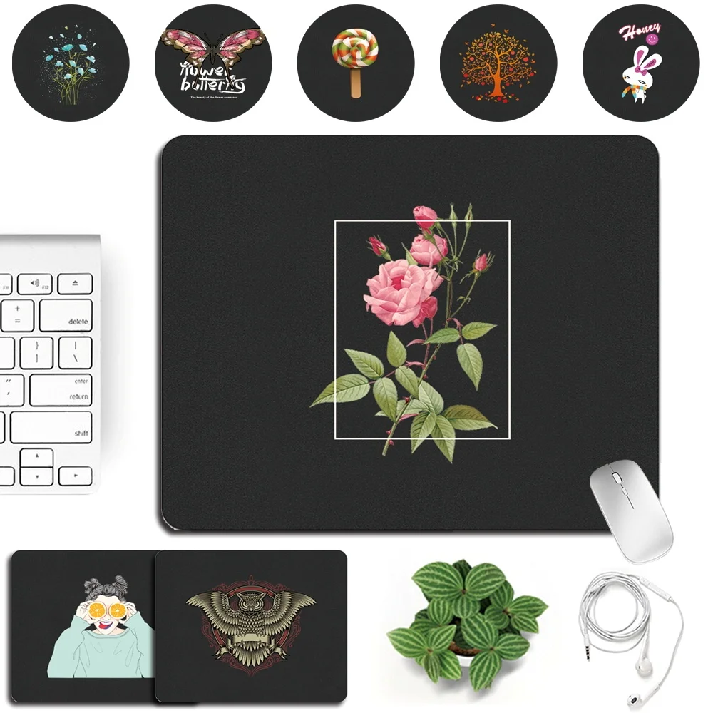 

PU Leather Mouse Mats Gaming Mouse Pad Small Portable Waterproof Notebook Mouse Pads Simple Pattern Computer Accessories