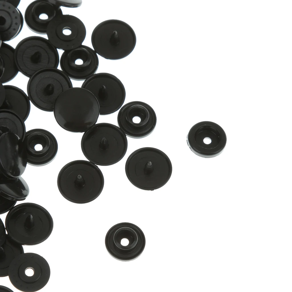 

100 Sets Black Resin Snap Buttons Plastic Snaps Fasteners Press Studs Size T5