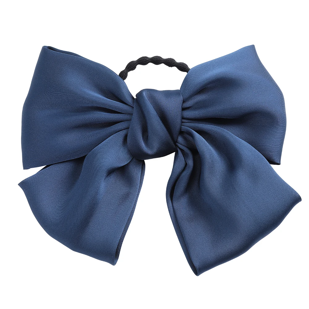 Hair ring-navy Haimeikang, большой бант для волос, заколки для волос, атлас, два слоя, Бабочка, бант, Шпилька для девушек, аксессуары для волос для женщин, Шпилька-бант - Цвет: Hair ring-navy