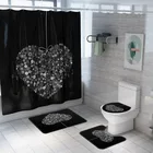 Черная занавеска для душа с рисунком в виде сердечек, С Днем Святого Валентина, нескользящий коврик, крышка для унитаза, набор ковриков, занавеска для ванной s 180*180 см