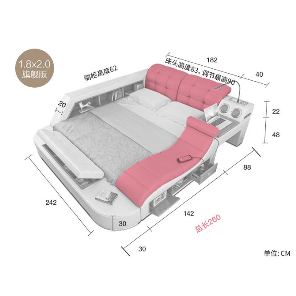 Хит продаж современный дизайн идеальная умная кровать мебель для спальни