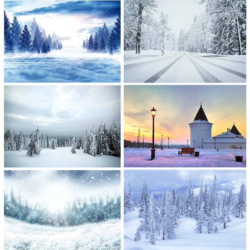 

Winter Natural Scenery Photography Background Forest Snow Landscape Travel Photo Backdrops Studio Props 21101 XJS-03