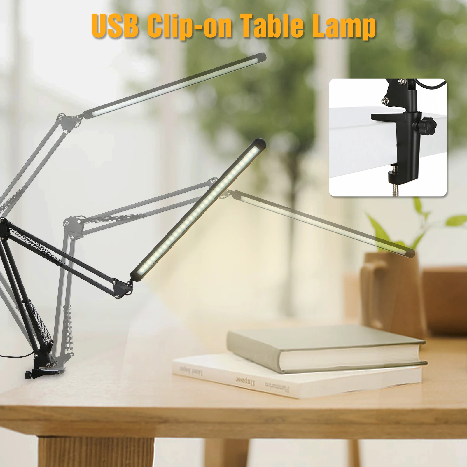 

Tomshine LEDs Desk Lamp with Clamp Eye-Caring Dimmable Reading Light 3 Color Modes & 10 Brightness Levels Swing Arm Table Lamp