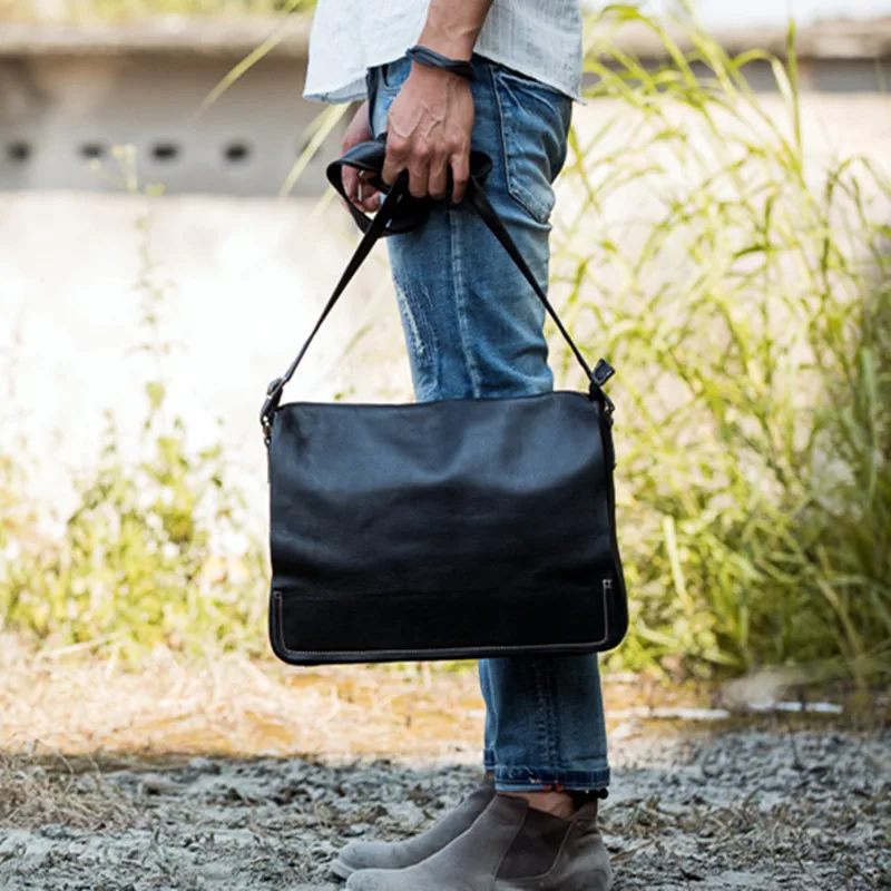 2020 New Casual Handbag Soft Leather Men's Briefcase Shoulder Bag Men Simple Messenger Bag Male Computer Bag Head Layer Cowhide