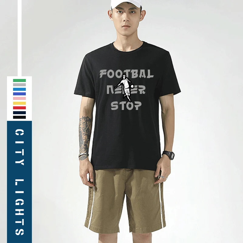 

Summer Loose Breathable Football T-shirt Custom Print Cotton T Shirt Soft High Quality Short Sleeve Anime Tops Plus Size