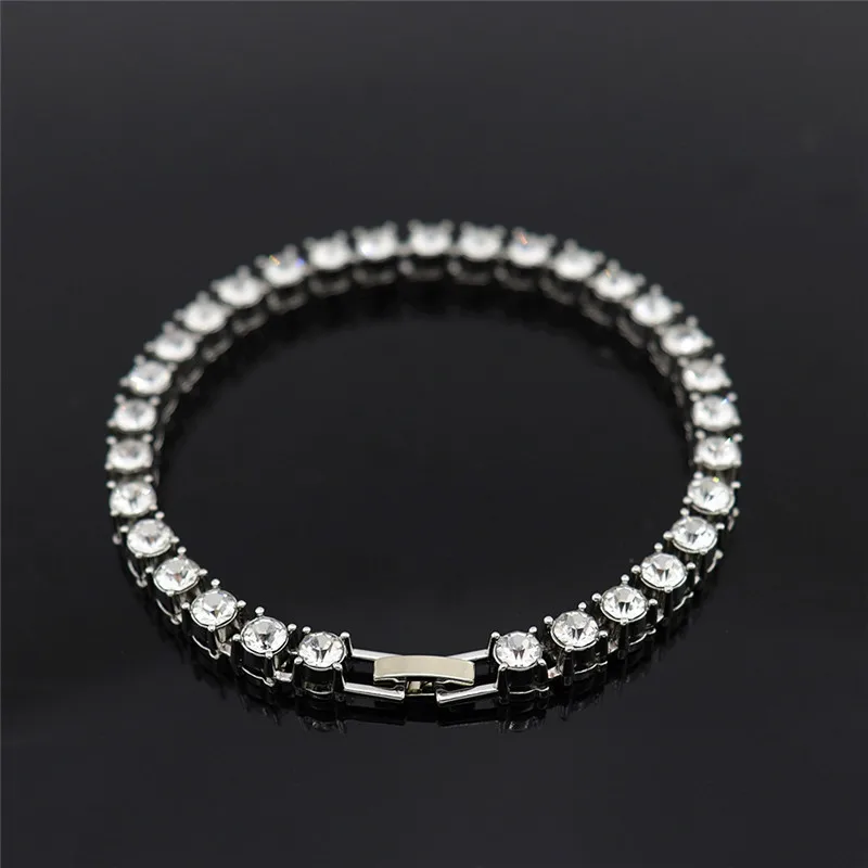 

5MM Trendy Hip Hop Rock Bracelet Men Single Rhinestone Alloy Tennis Chain Luxury Couple Gifts Women fashion gift Jewelry