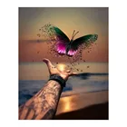 Алмазная 5D Вышивка kexinzu, картина бабочка из квадратныхкруглых страз сделай сам, 3d вышивка крестиком, декоративный подарок DL11