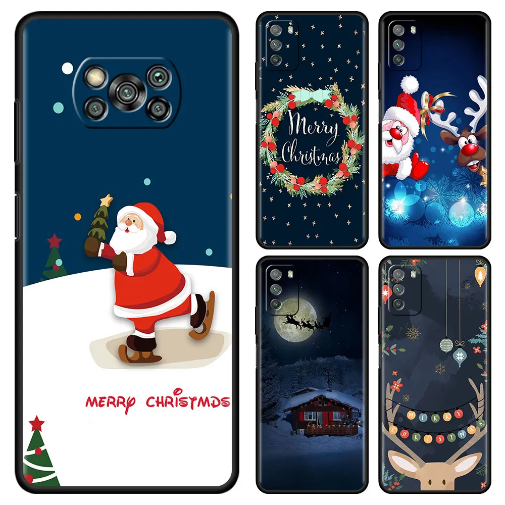 

Merry Christmas Fitted Case For Xiami Poco X3 NFC M3 F1 F3 GT Phone Capa For Redmi K40 Pro Mi 10T Pro Matte Soft Cover