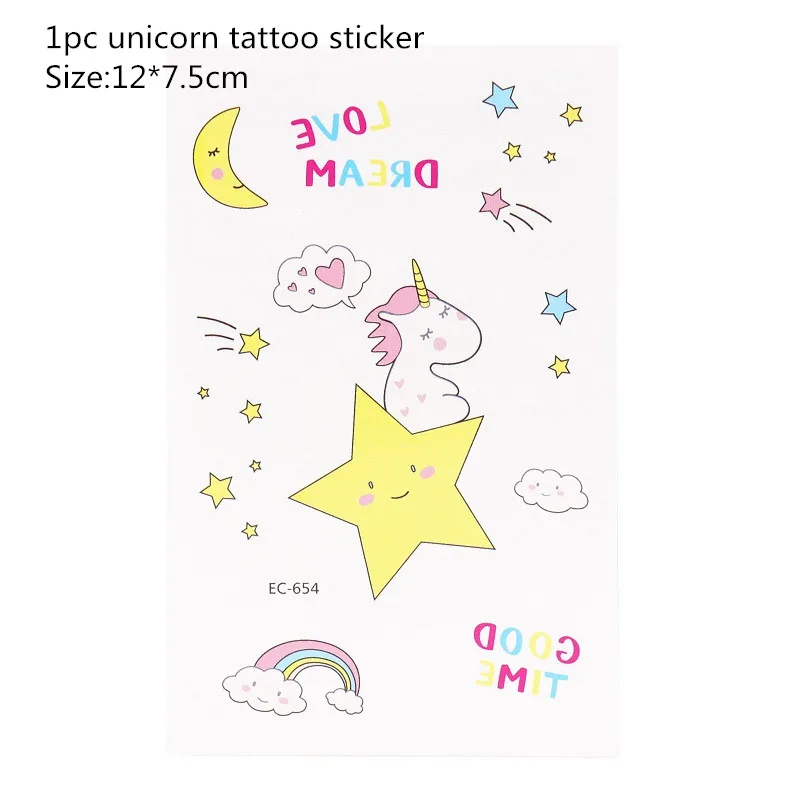 Tattoo I Вечерние ободки с единорогом для девочек, ободок для волос с русалочкой, лента с единорогом, бант для волос, аксессуары для дня рождения, Детские вечерние украшения - Цвет: Tattoo I