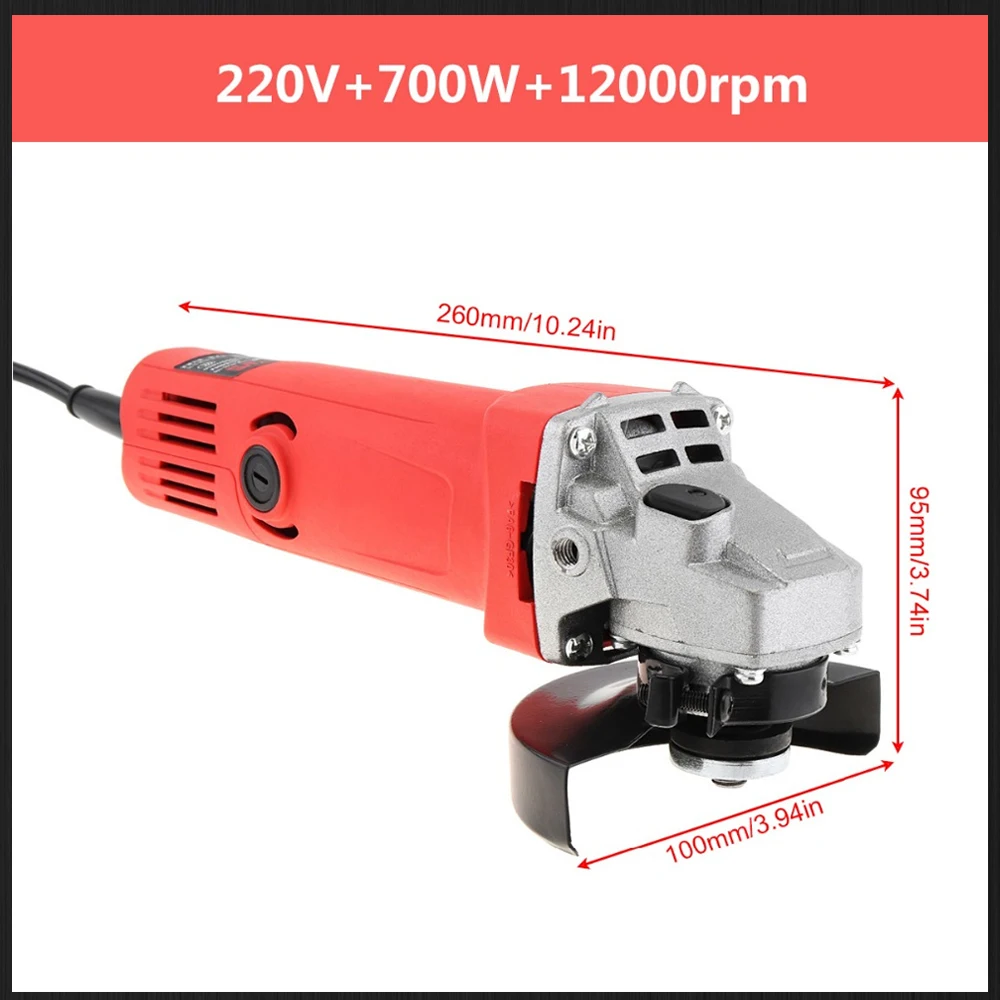 220V 700W/750W Electric Grinder Electric Angle Grinder with Protective Cover Support Polishing Disc for Rust Removal