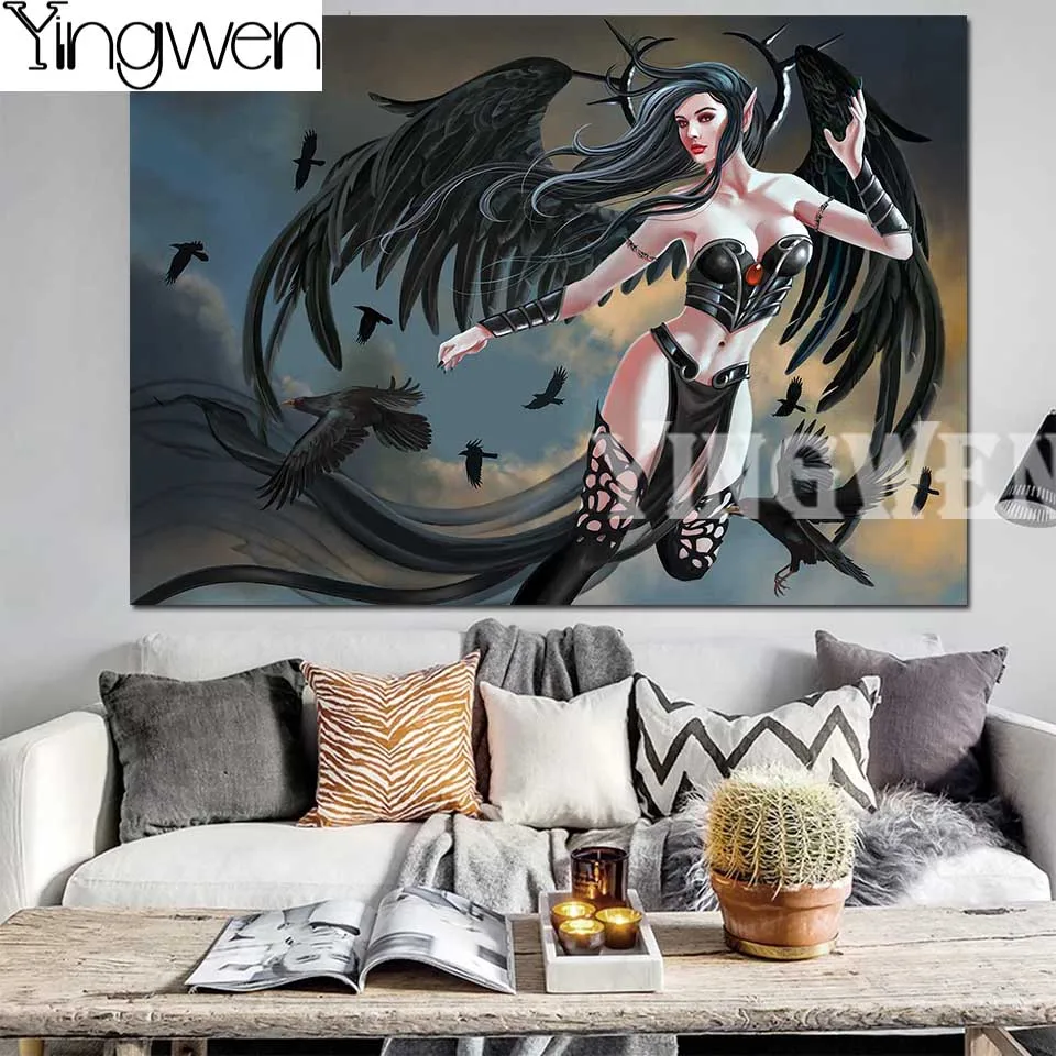 

Thorn Angel DIY Diamond Painting Gothic Woman 5D Diamond Embroidery Fantasy Mosaic Picture Cross Stitch Home Decoration Figures