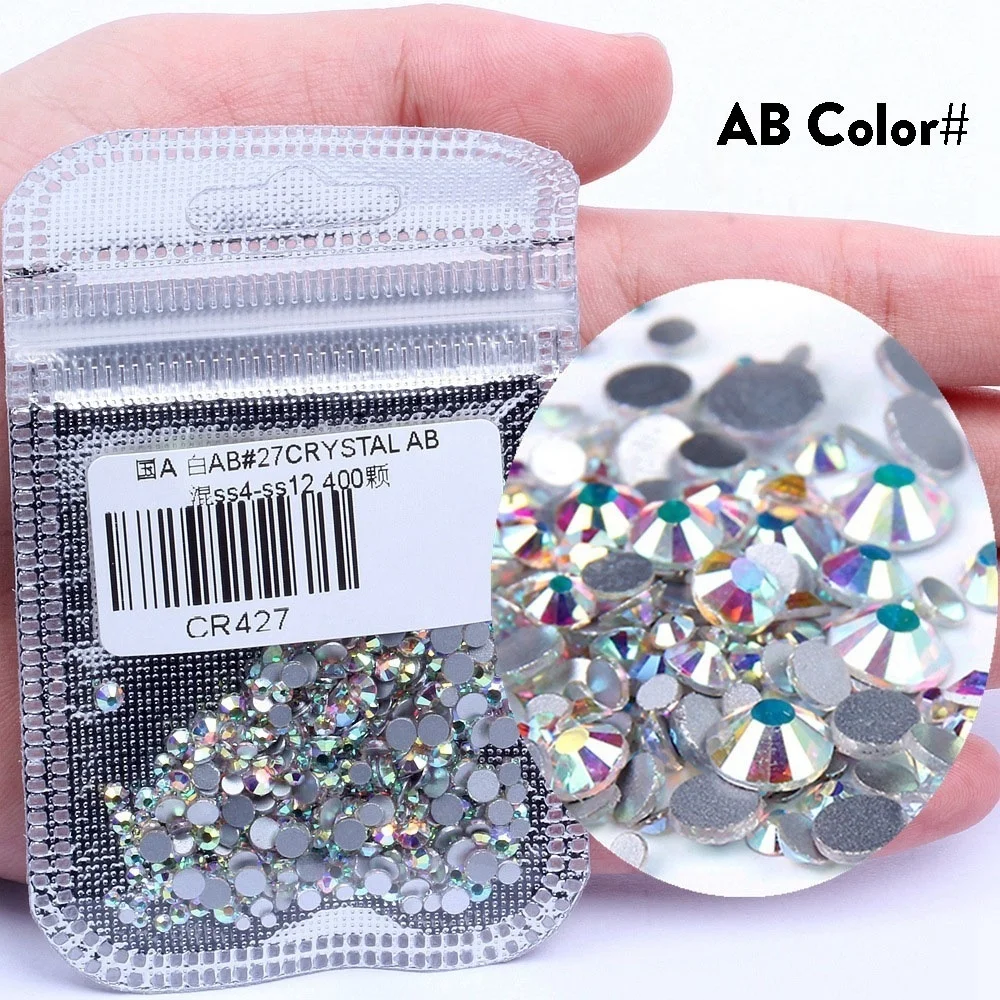 AB Color 400 шт 3D стеклянные с плоской стороной Стразы для рукоделия одежда горячей фиксации камень-кристалл AB аппликация горячей фиксации Стразы для ногтевого дизайна украшения - Цвет: AB Color