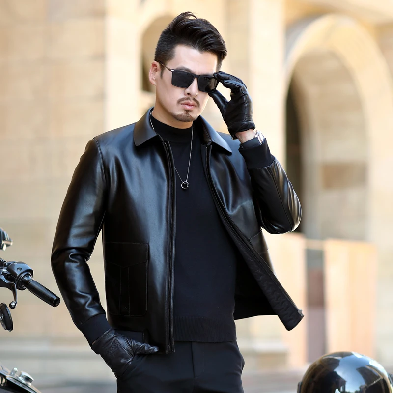 Модная мужская зимняя теплая куртка-бомбер из искусственной кожи утолщенная