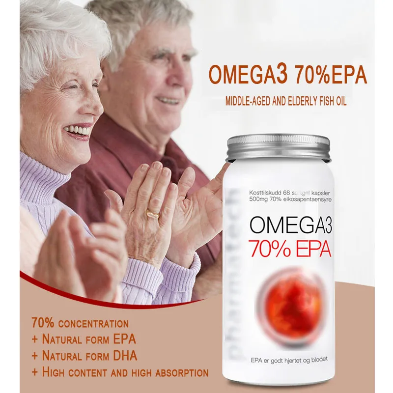 Middle-aged and elderly Deep sea fish oil OMEGA3 70% EPA remove vascular waste 68 pcs / bottle