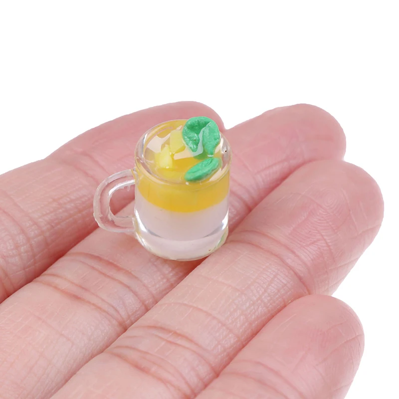 

Cute 1Pcs 1/12 Dollhouse Miniature Accessories Mini Mango Pudding Cup Simulation Food Model Toys for Doll House Decoration