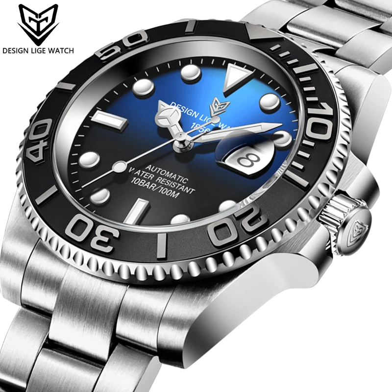

Watch Men 2021 LIGE Diving Automatic Mechanical Clock Fashion Sapphire Glass Wristwatch Stereo Digital Dial 316L Steel Watches