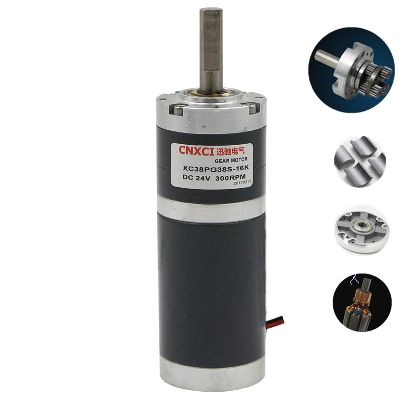 Планетарный мотор-редуктор 38PG38S, 38 мм, вал 8 мм, постоянный ток 12 В/24 В, высокий крутящий момент, низкая скорость