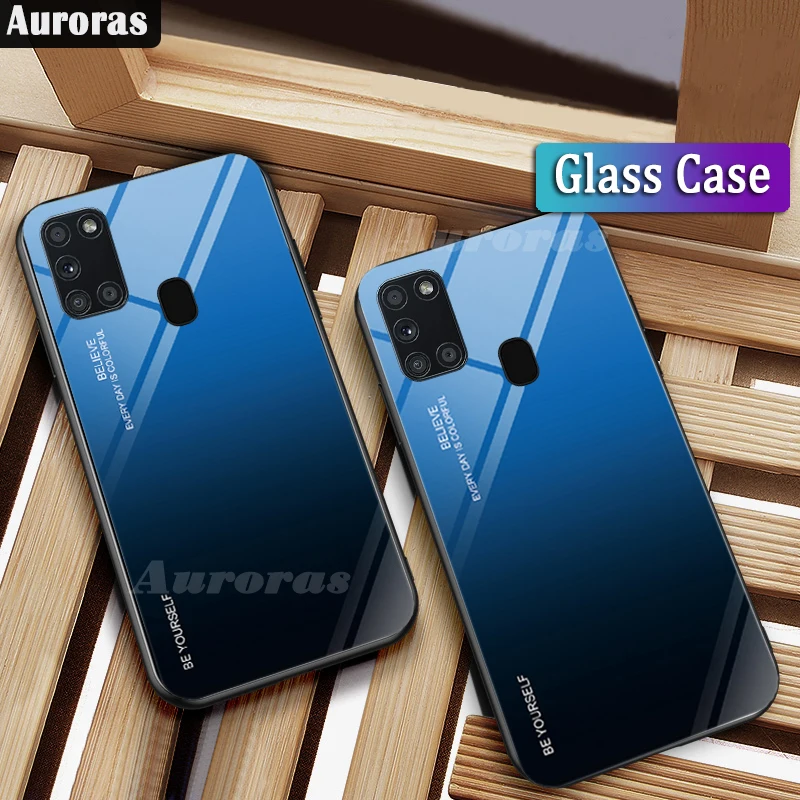 Чехол Auroras из закаленного стекла с градиентом для Samsung Galaxy A21S чехол телефона чехлы