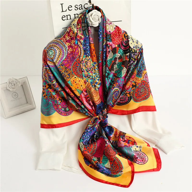 

Mulberry Scarf Women Silk Scarf Luxury Shawl Scarves Beach Cover-ups Bandana Hijabs Bufand de seda Foulard en soie solar playa