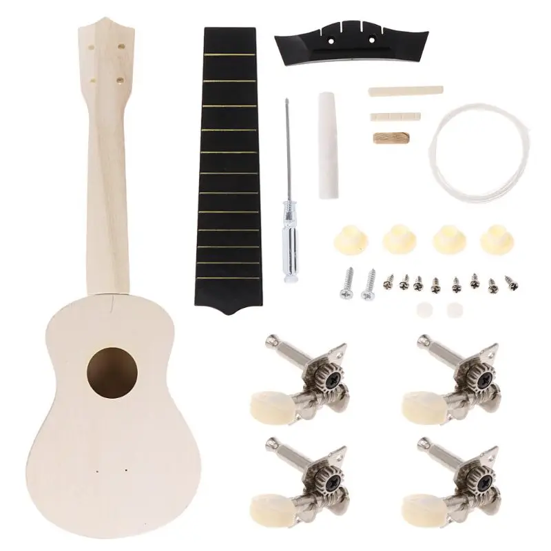 New 1 Set Men Women DIY Ukulele Make Your Own Ukulele Hawaii Ukulele Kit Musical Instrument 4 Styles