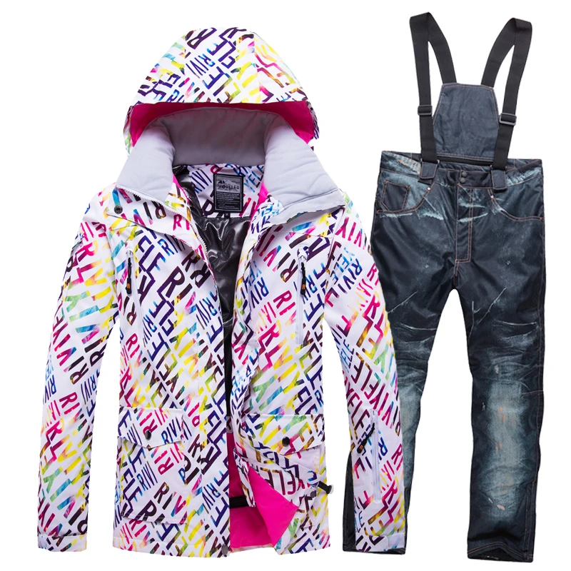Color 9 Женский лыжный костюм Одежда для сноуборда брюки Лыжная куртка с капюшоном Брюки ветрозащитная водонепроницаемая верхняя спортивная одежда Женский комплект - Цвет: Color 9