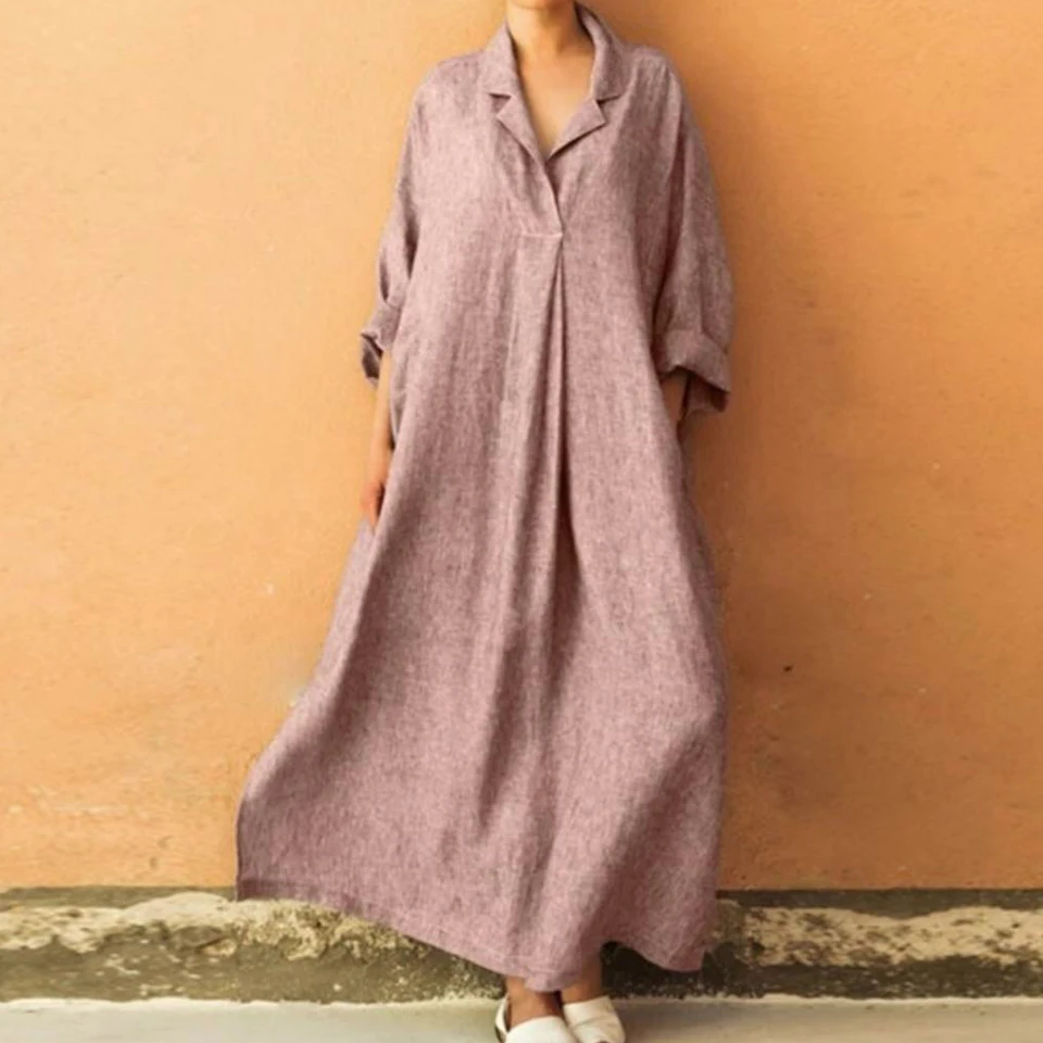 Больше Плюс Сайз Платье Для Женщина 4xl 5xl Одноцветный Сплошной Цвет Простой