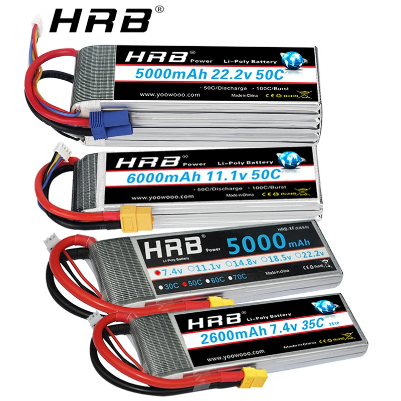 Распродажа HRB RC Lipo Батарея 2S 3S 4S 5S 6S 2200 мА/ч 2600 2700 5000 6000 XT60 деканов штекер для