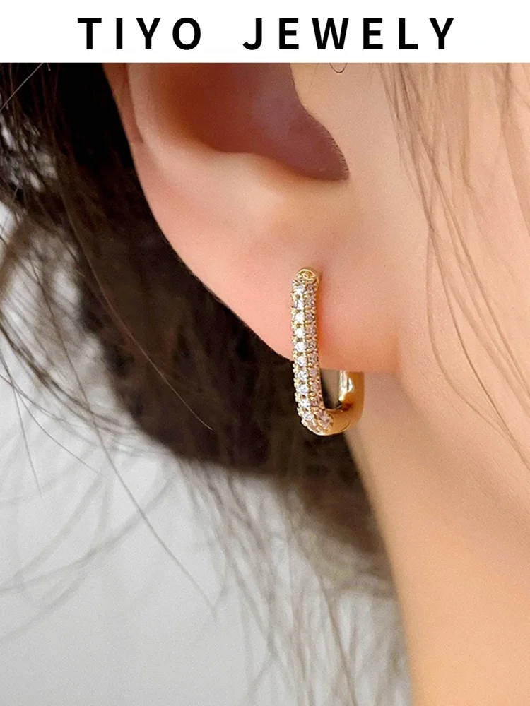 

TIYO Trendy Jewelry Geometric Square Earrings Popular Design Golden Plating High Quality Shiny Crystal Drop Earrings For Girl