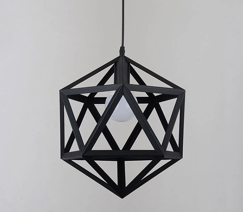 American Vintage Loft Diamond Metal Pendant Lights for Living Room Kitchen Industrial Led Hanging Lamp Home Decor Light Fixtures