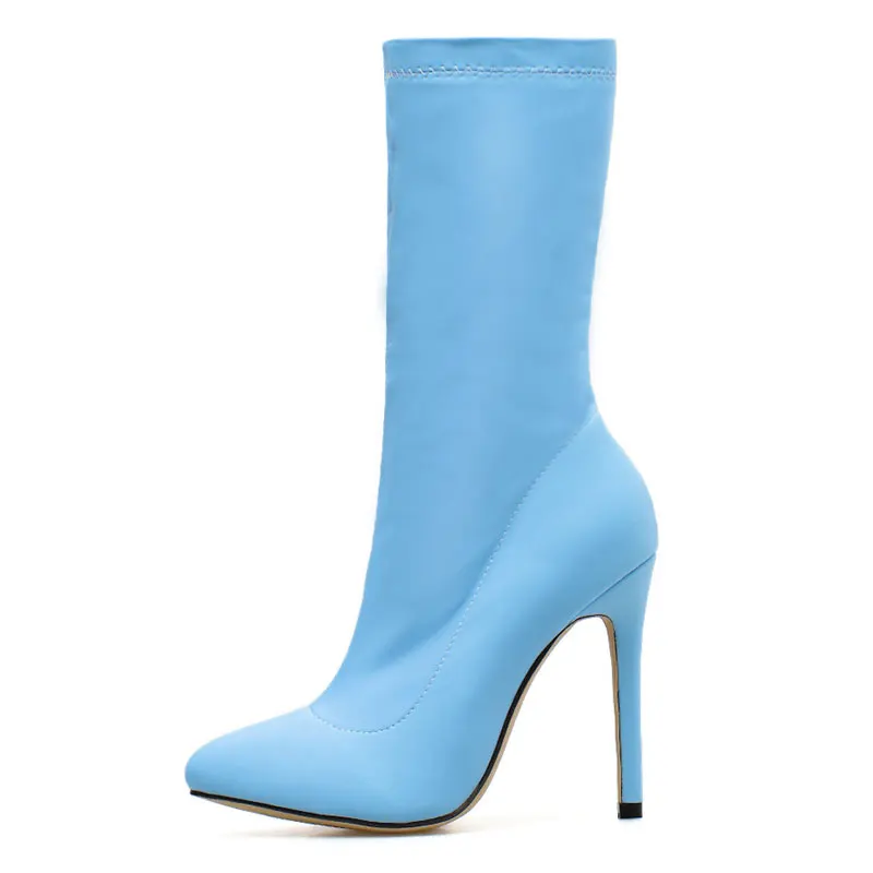 GENSHUO/Женская обувь женские сапоги до середины икры на высоком каблуке с