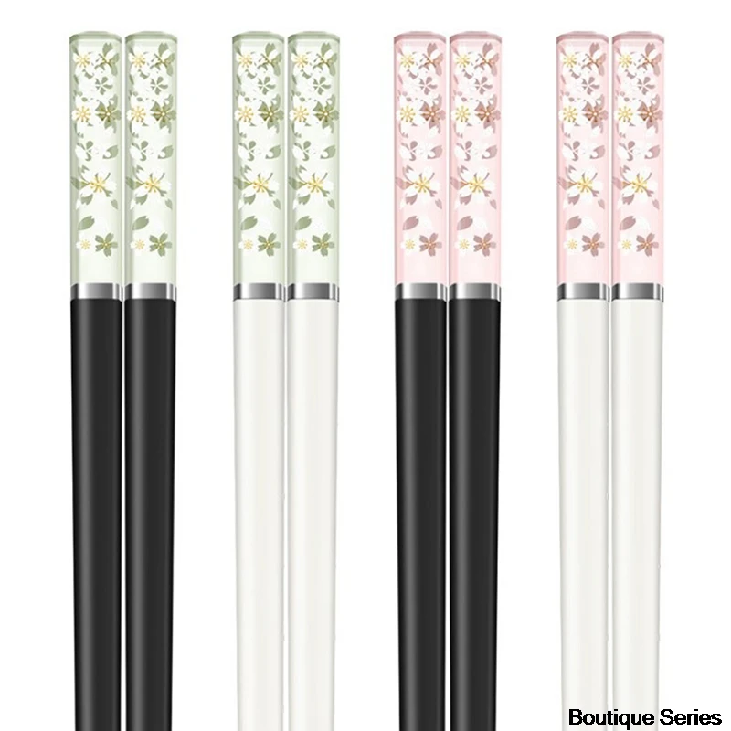 

Amber Cherry Blossom Alloy Chopsticks Chinese Traditional Culture Chopsticks Reusable Tableware