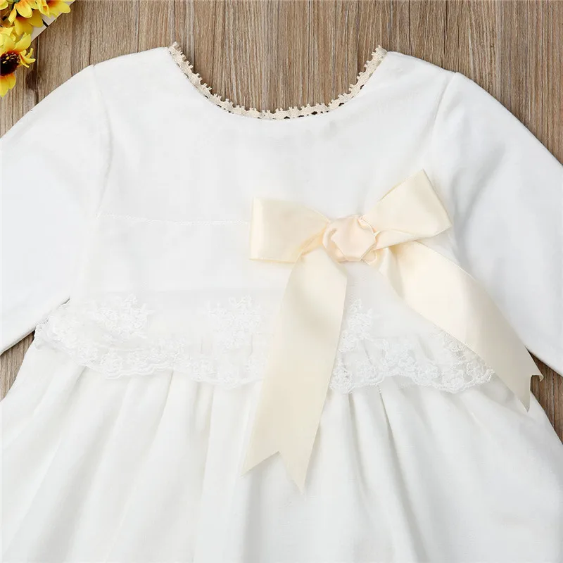 

Christmas Toddler Baby Kids Girls clothes long sleeve Button Lace round neck autumn lovely Party cotton Dresses one pieces