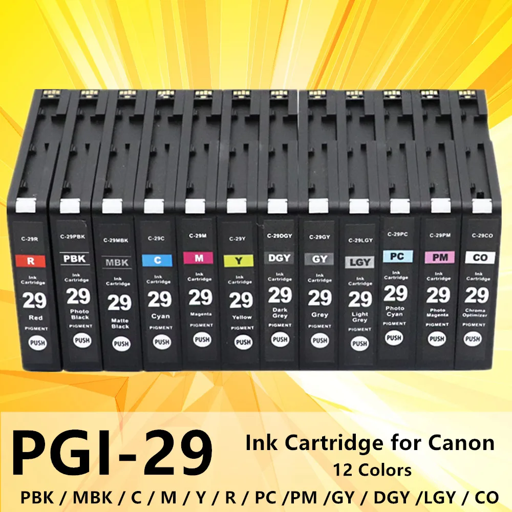

12PK PGI29 PGI-29 Ink Cartridge Whole Set for Canon PIXMA PRO-1 Printer PGI-29 Pigment Full Ink Cartridges with Chip