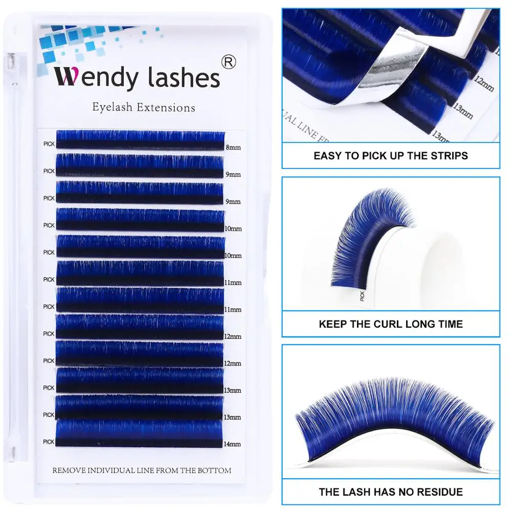 Цветные накладные ресницы Eyalash Easy Fan 8-14 мм Mix Lenth из искусственной норки цветущие