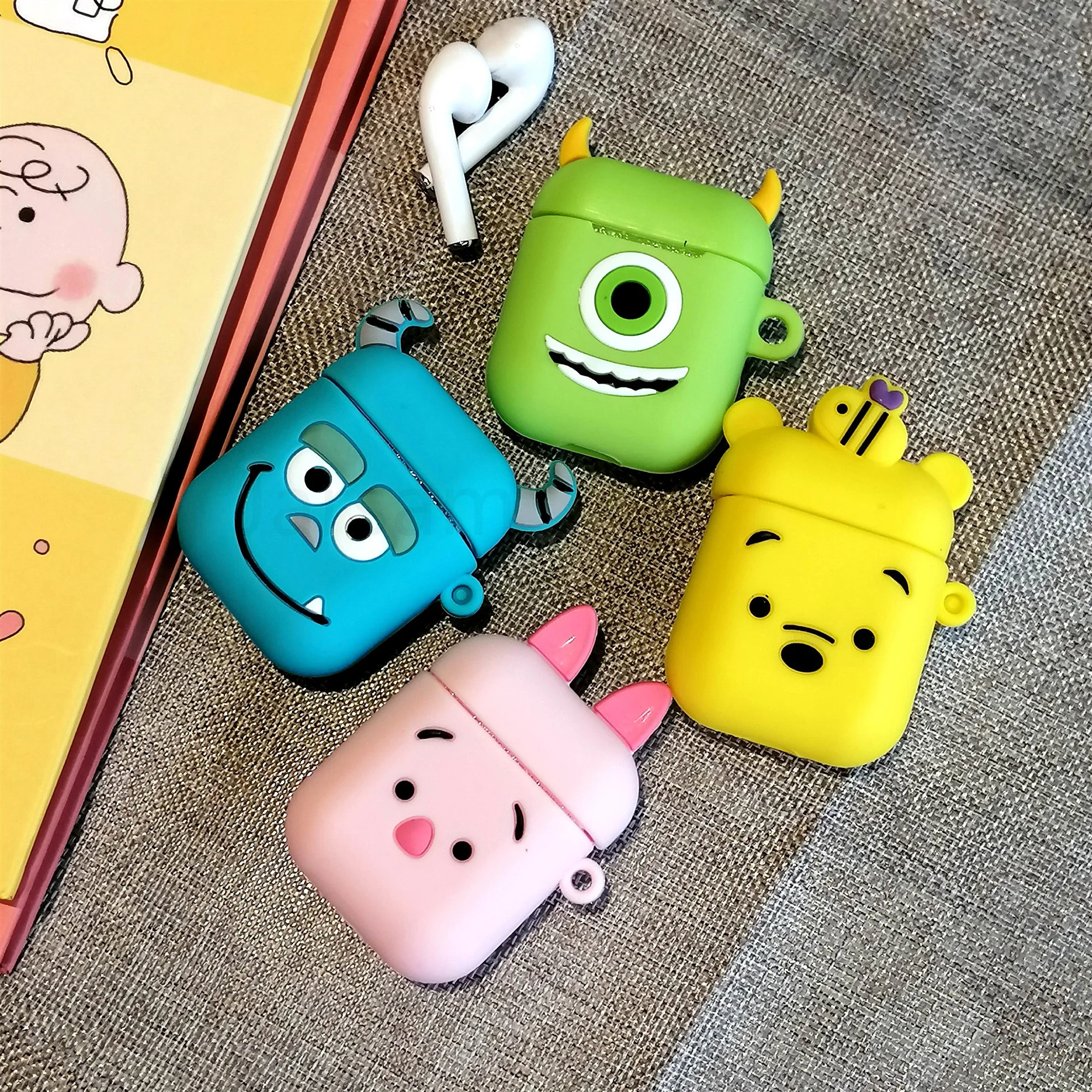 Чехол для Airpods силиконовый чехол с мультяшным рисунком Apple Air pods милый наушников 3D