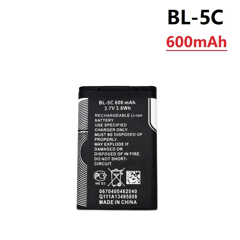 3 7 V 600 мА/ч Батарея BL 5C BL5C Перезаряжаемые батареи для Nokia 2112 2118 2255 2270 2280 2300 2600 2610 3125